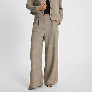 Women's Herringbone High Waisted Relaxed Trousers